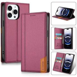 For iPhone 14 Pro N.BEKUS P3 RFID Stitching Magnetic Flip Leather Phone Case(Wine Red)