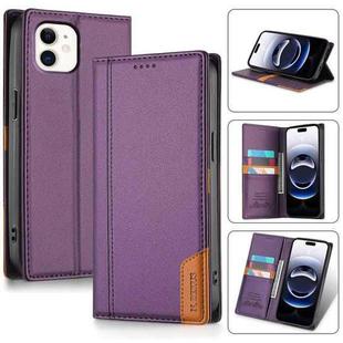 For iPhone 12 / 12 Pro N.BEKUS P3 RFID Stitching Magnetic Flip Leather Phone Case(Purple)