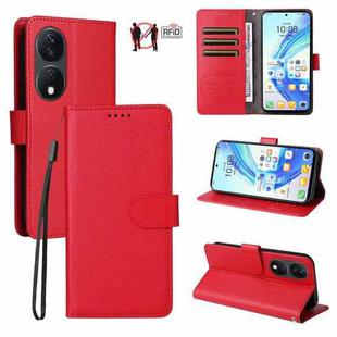 For Honor X7b 4G / 90 Smart 5G Litchi Texture RFID Blocking 3-Card Wallet Leather Phone Case(Red)
