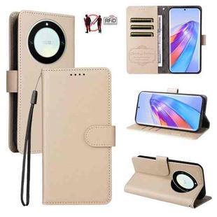 For Honor X9a 5G / X40 5G / Magic5 Lite Litchi Texture RFID Blocking 3-Card Wallet Leather Phone Case(Beige)