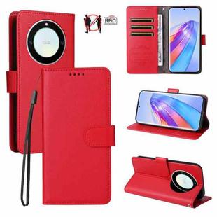 For Honor X9a 5G / X40 5G / Magic5 Lite Litchi Texture RFID Blocking 3-Card Wallet Leather Phone Case(Red)