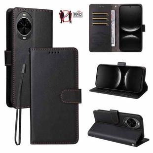For Huawei nova 13 / 12 Litchi Texture RFID Blocking 3-Card Wallet Leather Phone Case(Black)
