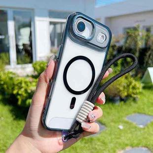 For iPhone Air MagSafe Magnetic Clear Phone Case with Wrist Strap(Black)