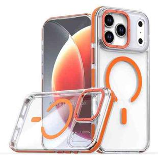 For iPhone 17 Pro Max Dual-Color Clear Acrylic Hybrid TPU MagSafe Phone Case(Orange)
