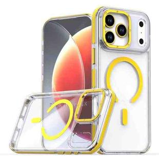 For iPhone 17 Pro Max Dual-Color Clear Acrylic Hybrid TPU MagSafe Phone Case(Yellow)