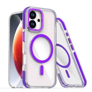 For iPhone 17 Dual-Color Clear Acrylic Hybrid TPU MagSafe Phone Case(Purple)