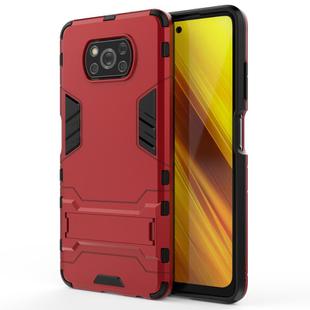 For Xiaomi Poco X3 NFC PC + TPU Shockproof Protective Case with Holder(Red)