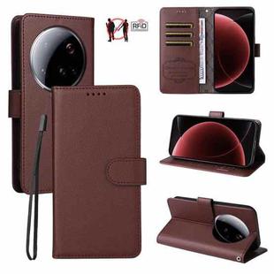For Xiaomi 15 Ultra Litchi Texture RFID Blocking 3-Card Wallet Leather Phone Case(Brown)