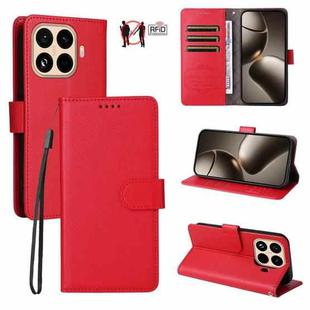 For Xiaomi 15T Pro 5G Litchi Texture RFID Blocking 3-Card Wallet Leather Phone Case(Red)