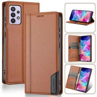 For Samsung Galaxy A23 4G / F23 5G N.BEKUS P3 RFID Stitching Magnetic Flip Leather Phone Case(Brown)