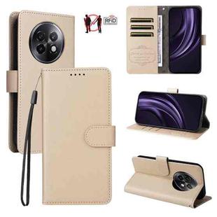 For Realme 13+ / Realme 13 Pro Litchi Texture RFID Blocking 3-Card Wallet Leather Phone Case(Beige)