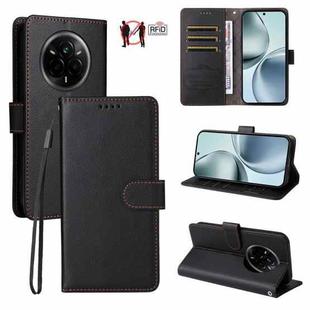 For Realme 14 Pro Litchi Texture RFID Blocking 3-Card Wallet Leather Phone Case(Black)