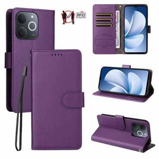 For Realme Narzo 80 Lite 4G / C71 India Litchi Texture RFID Blocking 3-Card Wallet Leather Phone Case(Purple)