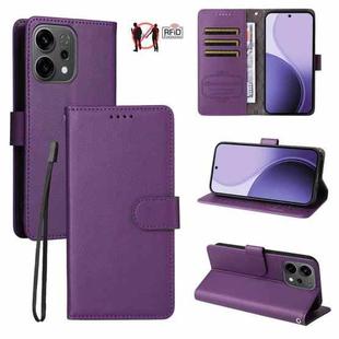 For OPPO Reno13 / Reno14 Global / Reno14 F 5G Litchi Texture RFID Blocking 3-Card Wallet Leather Phone Case(Purple)
