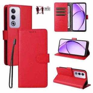 For OPPO A5 5G / A3 Pro 5G India / A80 5G Litchi Texture RFID Blocking 3-Card Wallet Leather Phone Case(Red)