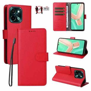 For vivo Y28 4G / Y37 Pro / iQOO Z9x Litchi Texture RFID Blocking 3-Card Wallet Leather Phone Case(Red)
