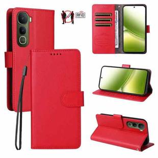 For vivo Y400 4G / 5G Litchi Texture RFID Blocking 3-Card Wallet Leather Phone Case(Red)