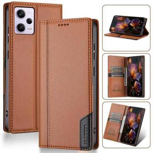 For Redmi Note 12 5G Global / Poco X5 N.BEKUS P3 RFID Stitching Magnetic Flip Leather Phone Case(Brown)