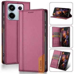 For Redmi Note 13 5G Global N.BEKUS P3 RFID Stitching Magnetic Flip Leather Phone Case(Wine Red)