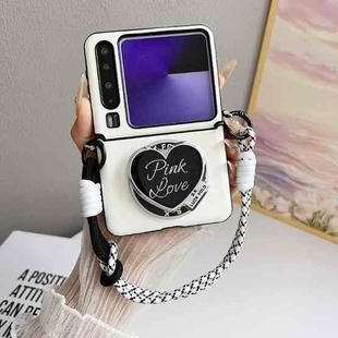 For Huawei Pura X Side Buckle MagSafe Leather Texture Phone Case with Strap / Holder(White)