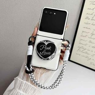 For Motorola Razr 60 Ultra Side Buckle MagSafe Leather Texture Phone Case with Strap / Holder(White)