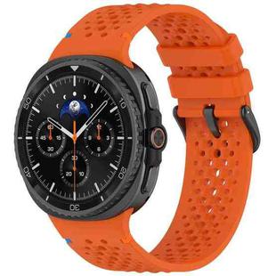 For Samsung Galaxy Watch8 / Watch8 Classic xDfind Alloy Black Buckle Honeycomb Breathable Silicone Watch Band(Orange)