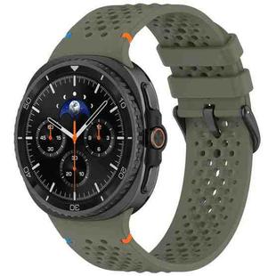 For Samsung Galaxy Watch8 / Watch8 Classic xDfind Alloy Black Buckle Honeycomb Breathable Silicone Watch Band(Army Green)