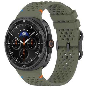 For Samsung Galaxy Watch8 / Watch8 Classic xDfind Ladder Black Buckle Honeycomb Breathable Silicone Watch Band(Army Green)