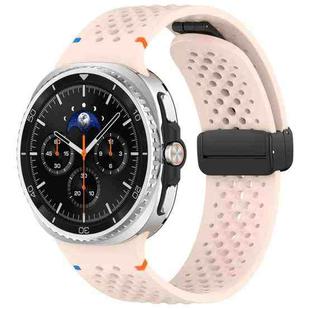 For Samsung Galaxy Watch8 / Watch8 Classic xDfind Magnetic Black Buckle Honeycomb Breathable Silicone Watch Band(Pink)