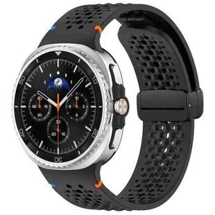 For Samsung Galaxy Watch8 / Watch8 Classic xDfind Magnetic Black Buckle Honeycomb Breathable Silicone Watch Band(Black)