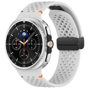For Samsung Galaxy Watch8 / Watch8 Classic xDfind Magnetic Black Buckle Honeycomb Breathable Silicone Watch Band(Light Grey)