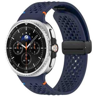 For Samsung Galaxy Watch8 / Watch8 Classic xDfind Magnetic Black Buckle Honeycomb Breathable Silicone Watch Band(Midnight Blue)