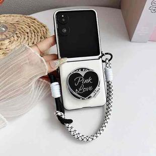 For Honor Magic V Flip Side Buckle MagSafe Leather Texture Phone Case with Strap / Holder(White)