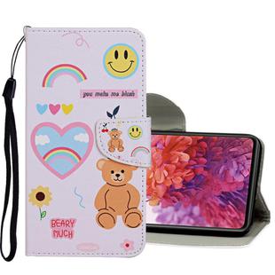 For Samsung Galaxy S20 FE 5G / S20 Lite Colored Drawing Pattern Horizontal Flip Leather Case with Holder & Card Slots & Wallet(Smiley Bear)