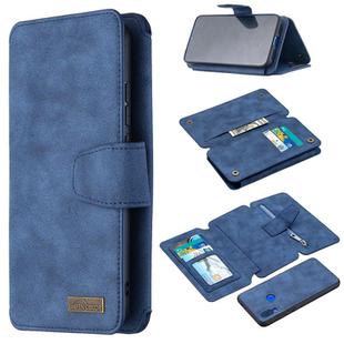For Xiaomi Redmi 7 Detachable Frosted Magnetic Horizontal Flip Leather Case with Card Slots & Holder & Zipper Wallet & Photo Frame(Blue)