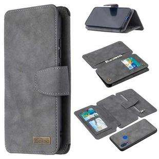 For Xiaomi Redmi 7 Detachable Frosted Magnetic Horizontal Flip Leather Case with Card Slots & Holder & Zipper Wallet & Photo Frame(Grey)