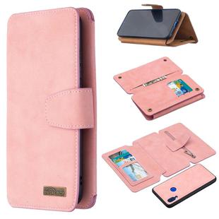 For Xiaomi Redmi 7 Detachable Frosted Magnetic Horizontal Flip Leather Case with Card Slots & Holder & Zipper Wallet & Photo Frame(Pink)