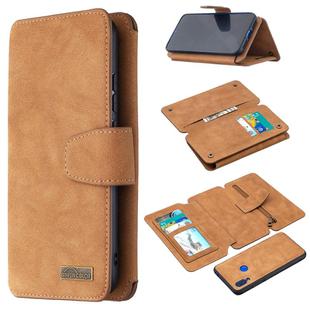 For Xiaomi Redmi 7 Detachable Frosted Magnetic Horizontal Flip Leather Case with Card Slots & Holder & Zipper Wallet & Photo Frame(Brown)
