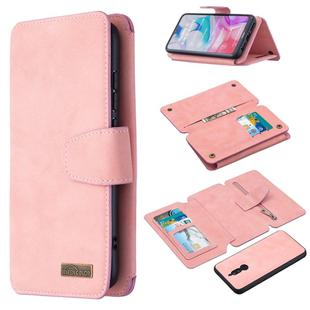 For Xiaomi Redmi 8A Detachable Frosted Magnetic Horizontal Flip Leather Case with Card Slots & Holder & Zipper Wallet & Photo Frame(Pink)