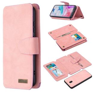 For Xiaomi Redmi 8 Detachable Frosted Magnetic Horizontal Flip Leather Case with Card Slots & Holder & Zipper Wallet & Photo Frame(Pink)