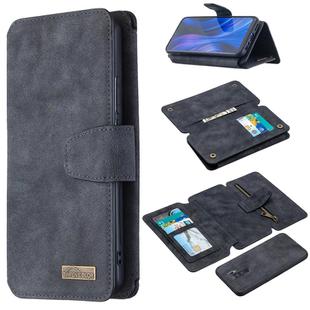 For Xiaomi Redmi 9 Detachable Frosted Magnetic Horizontal Flip Leather Case with Card Slots & Holder & Zipper Wallet & Photo Frame(Black Blue)