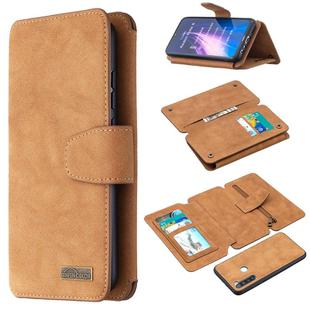 For Xiaomi Redmi Note 8 Detachable Frosted Magnetic Horizontal Flip Leather Case with Card Slots & Holder & Zipper Wallet & Photo Frame(Brown)