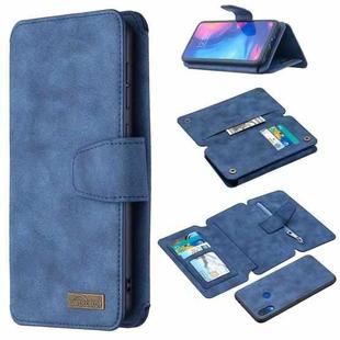 For Xiaomi Redmi Note 7 Detachable Frosted Magnetic Horizontal Flip Leather Case with Card Slots & Holder & Zipper Wallet & Photo Frame(Blue)