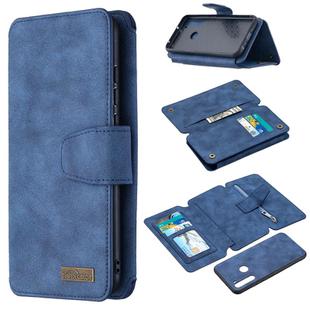 For Xiaomi Redmi Note 8T Detachable Frosted Magnetic Horizontal Flip Leather Case with Card Slots & Holder & Zipper Wallet & Photo Frame(Blue)