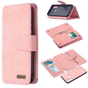 For Xiaomi Redmi Note 8T Detachable Frosted Magnetic Horizontal Flip Leather Case with Card Slots & Holder & Zipper Wallet & Photo Frame(Pink)