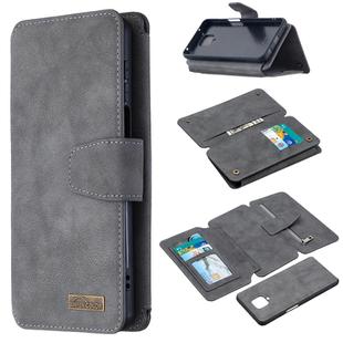 For Xiaomi Redmi Note 9 Pro Detachable Frosted Magnetic Horizontal Flip Leather Case with Card Slots & Holder & Zipper Wallet & Photo Frame(Grey)