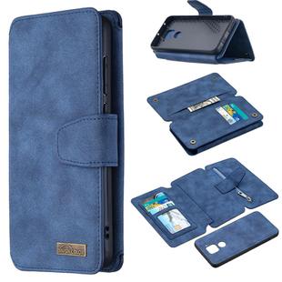For Xiaomi Redmi Note 9 Detachable Frosted Magnetic Horizontal Flip Leather Case with Card Slots & Holder & Zipper Wallet & Photo Frame(Blue)