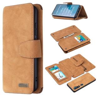 For Xiaomi Mi CC9 Pro Detachable Frosted Magnetic Horizontal Flip Leather Case with Card Slots & Holder & Zipper Wallet & Photo Frame(Brown)