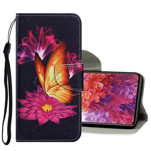For Samsung Galaxy S20 FE 5G / S20 Lite Coloured Drawing Pattern Horizontal Flip PU Leather Case with Holder & Card Slots & Wallet & Lanyard(Big Golden Butterfly)