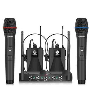 DEBRA AU-400 UHF Wireless Microphone System 4-in-1 for Performance Conference KTV, Model:2 Handheld +2 Bodypack(AU Plug)
